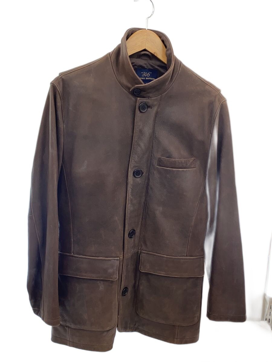 【中古】346 by Brooks Brothers◆スタンドカラー/レザージャケット・ブルゾン/S/羊革/ブラウン【メンズウェア】｜2ｎｄ STREET 店