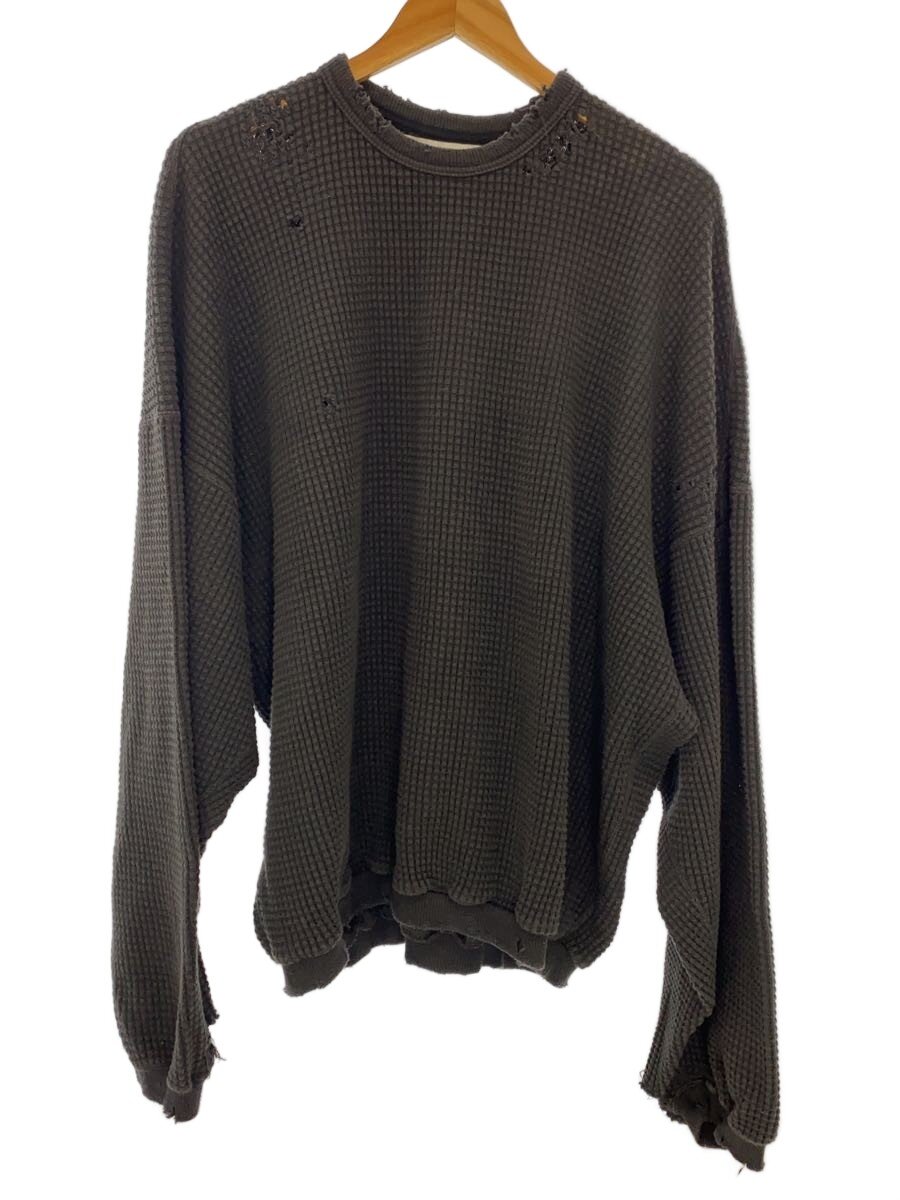 【中古】ANCELLM◆DAMAGE HEAVY WAFFLE OVERSIZED LS/ANC-CT09-B/不都合産業/黒いこと//【メンズウェア】