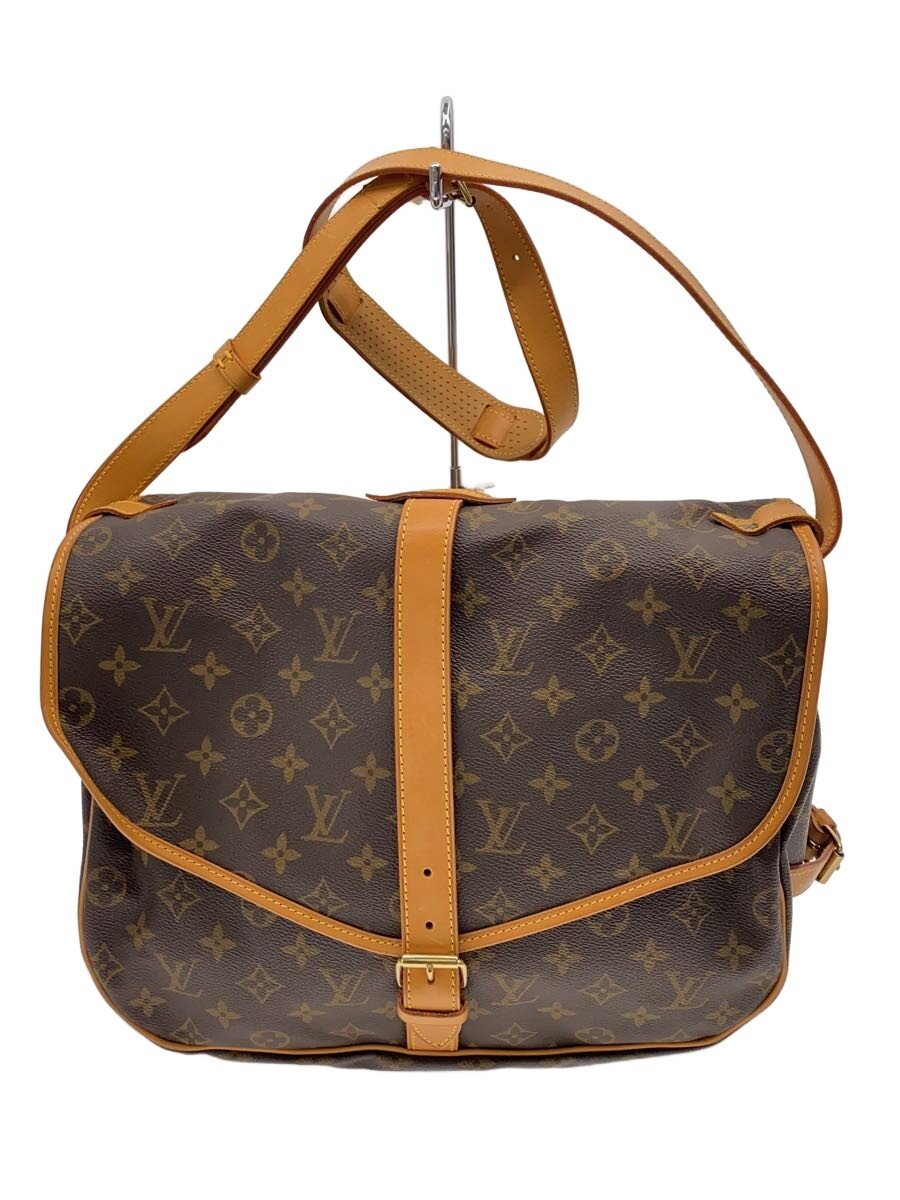 【中古】LOUIS VUITTON◆1)ソミュール35_モノグラム・帆布/なめし革/BRW【御徒面子】