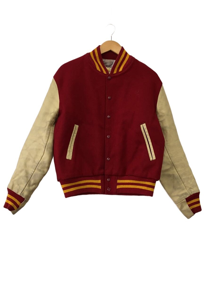 【中古】GOLDEN BEAR◆スタジャン/M/羊毛/RED/無地【メンズウェア】