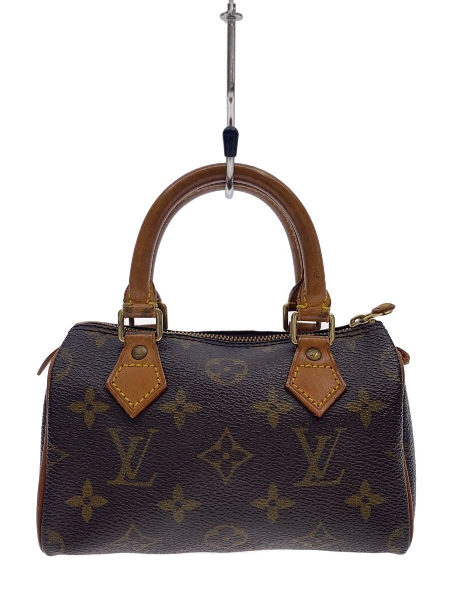 【中古】LOUIS VUITTON◆ミニ・スピーディ_モノグラム・帆布/PVC/BRW/総柄【御徒面子】