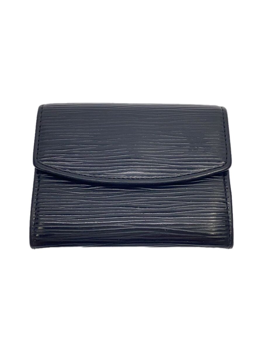 【中古】LOUIS VUITTON◆ポルト・モネ・サーンプル_エピ_BLK/レザー/BLK/メンズ【服飾雑貨他】