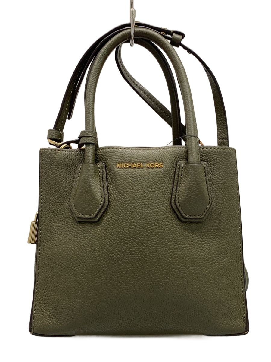 【中古】MICHAEL KORS◆ハンドバック/なめし革/GRN/無地//【御徒面子】