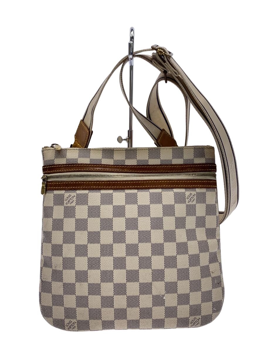 【中古】LOUIS VUITTON◆ポシェット・ボスフォール_ダミエ・アズール/PVC/WHT/照合のしるし【御徒面子】