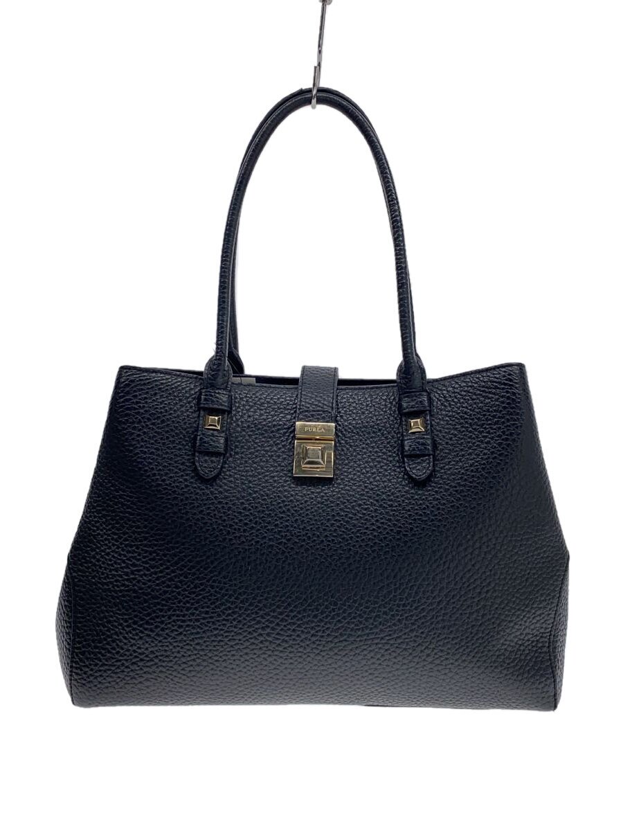 【中古】FURLA◆トートバッグ/なめし革/BLK【御徒面子】