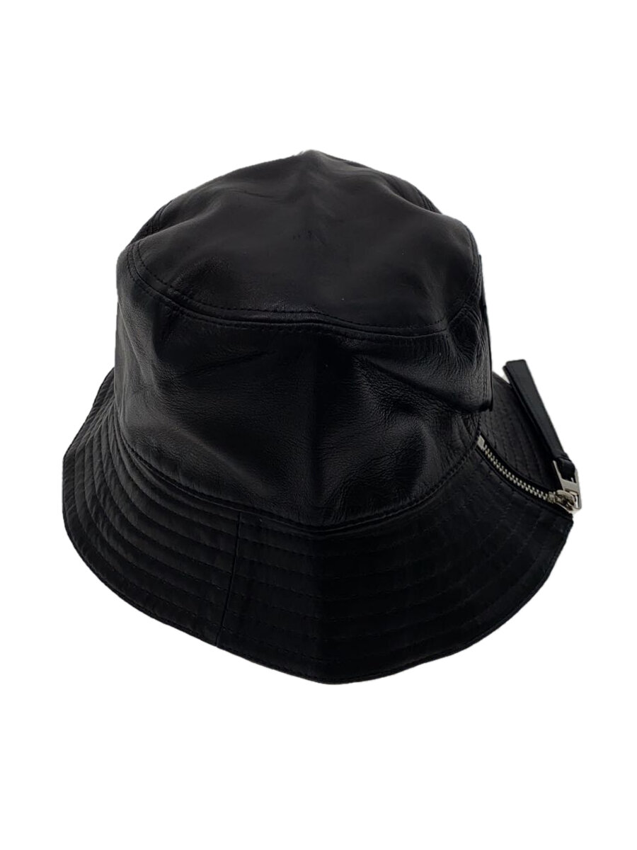 【中古】LOEWE◆FISHEMAN HAT/かぶり笠/M/羊革/BLK/無地/レディース/28003861//【服飾雑貨他】
