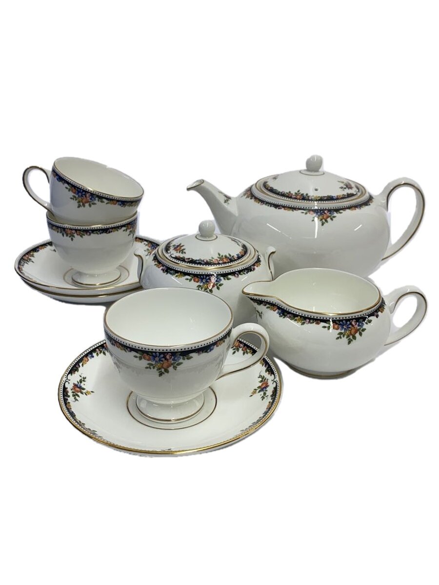 【中古】WEDGWOOD◆ウェッジウッド/優勝杯\u0026平円盤/6点仕掛ける/WHT/白いこと/上白糖ポット/市乳ポット/花柄【勝手もと設備】
