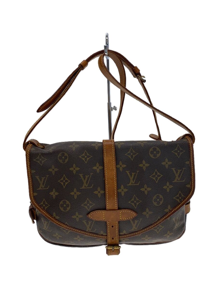 【中古】LOUIS VUITTON◆ソミュール30_モノグラム・帆布/ショルダーバッグ/M42256/赤銅色【御徒面子】