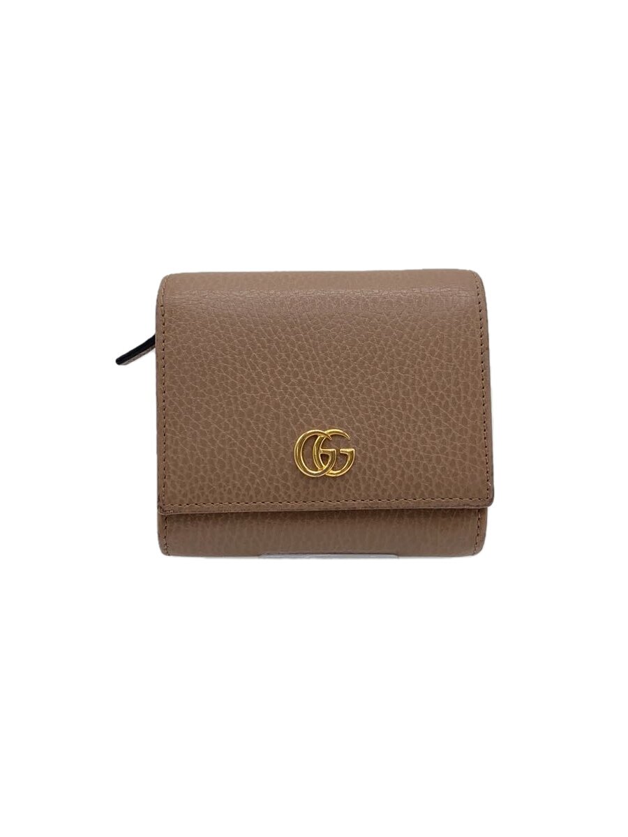 【中古】GUCCI◆3つ折り銭入れ/なめし革/CML/レディース/598587-2184【服飾雑貨他】