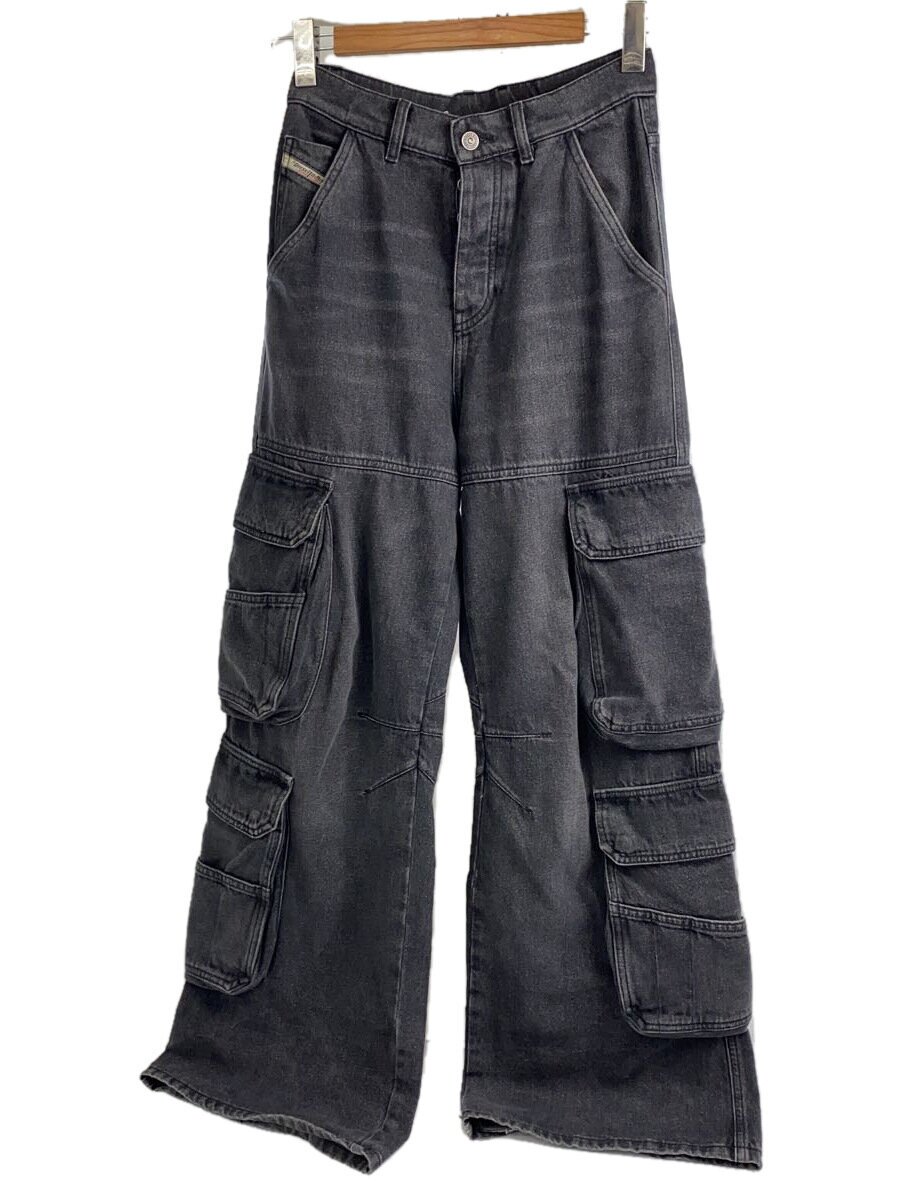 【中古】DIESEL◆D-SIRE-CARGO-S/デニムワイドカーゴパンツ/カーゴパンツ/23/綿織物/BLK/無地【メンズウェア】
