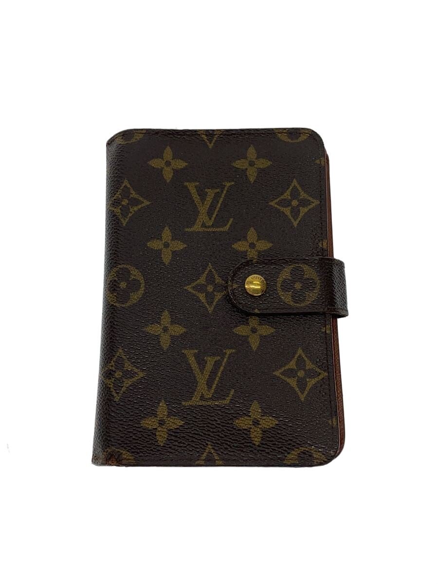 【中古】LOUIS VUITTON◆ポルト・パピエ・ジップ_モノグラム・帆布/PVC/BRW/メンズ【服飾雑貨他】