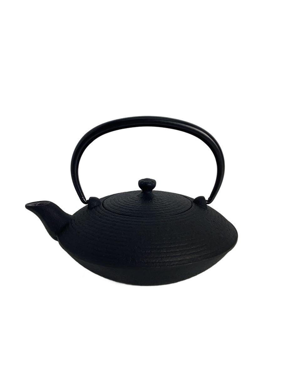【中古】南部地方金物◆膳立て物の具余分の物/黒いこと/鉄急須/平型/糸目【勝手もと装置】