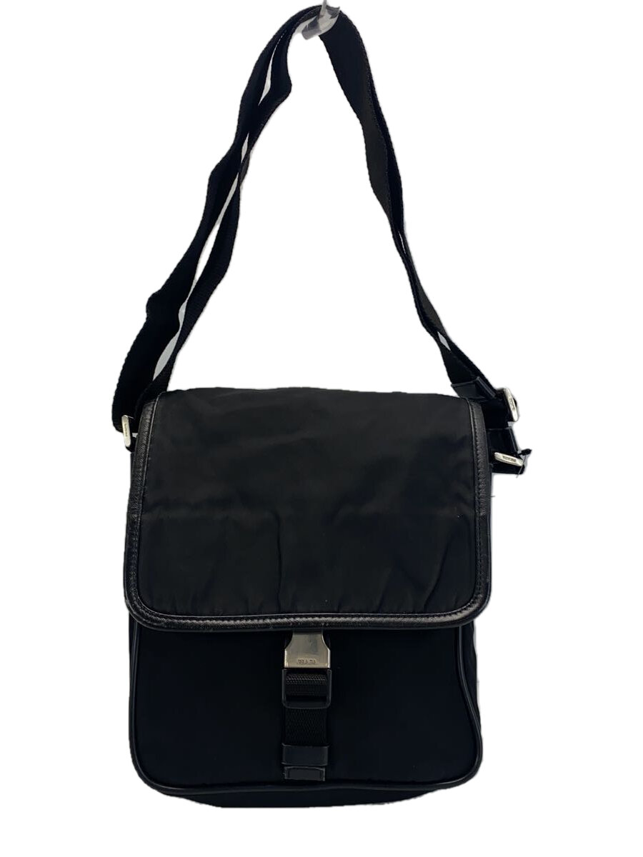 【中古】PRADA◆ショルダーバッグ/ナイロン/BLK/無地//【御徒面子】