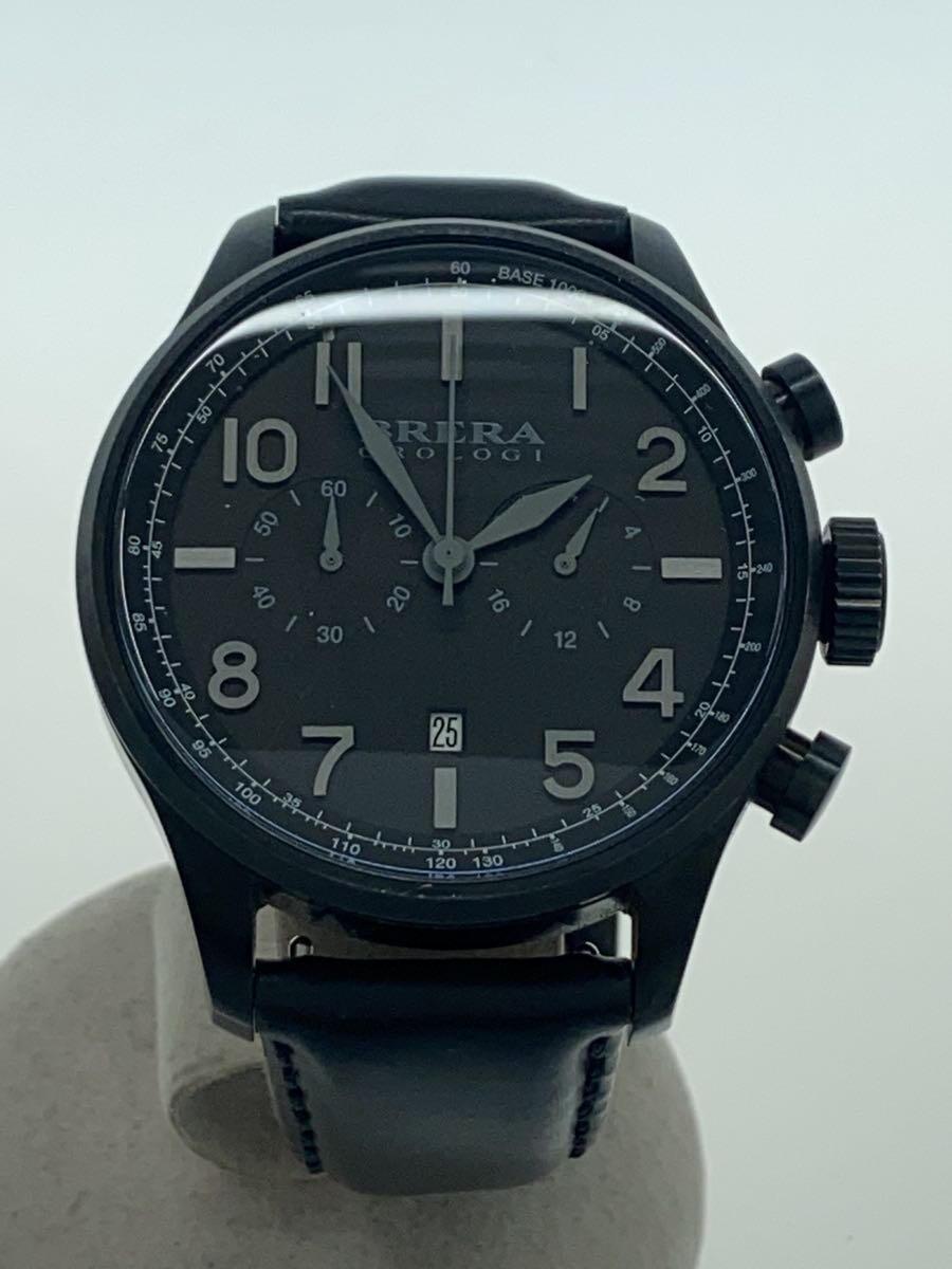 【中古】BRERA OROLOGI◆石英ウオッチ/アナログ/なめし革/BLK/BLK/BRCLC46【服飾雑貨他】