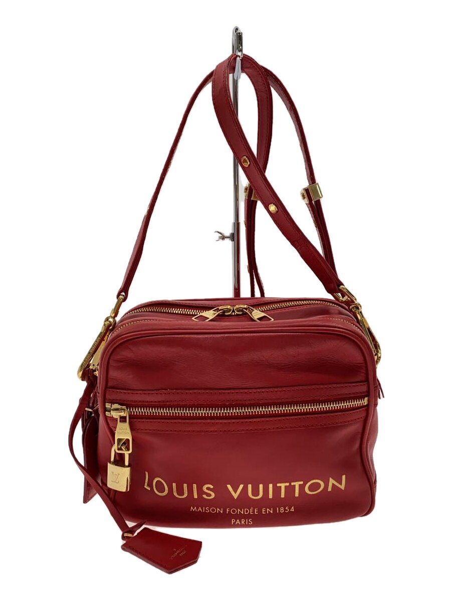 【中古】LOUIS VUITTON◆飛び立つ_パナーム_RED/なめし革/RED【御徒面子】