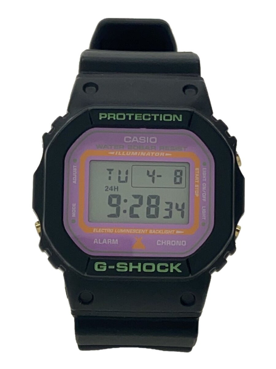 【中古】CASIO◆石英ウオッチ/デジタル/天然ゴム/PNK/BLK/DW-5800VT【服飾雑貨他】