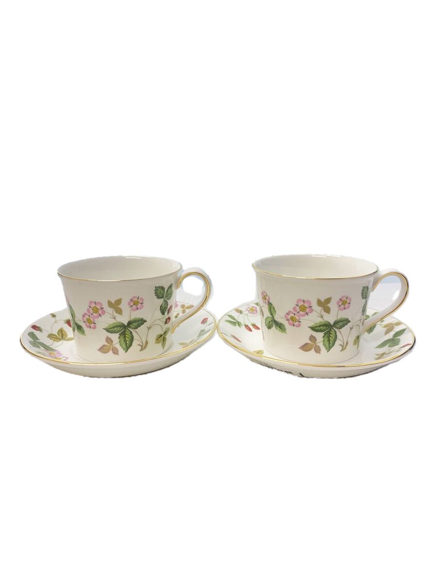 【中古】WEDGWOOD◆カップ&ソーサー/2点セット/WHT/ワイルドストロベリー/2客セット【キッチン用品】