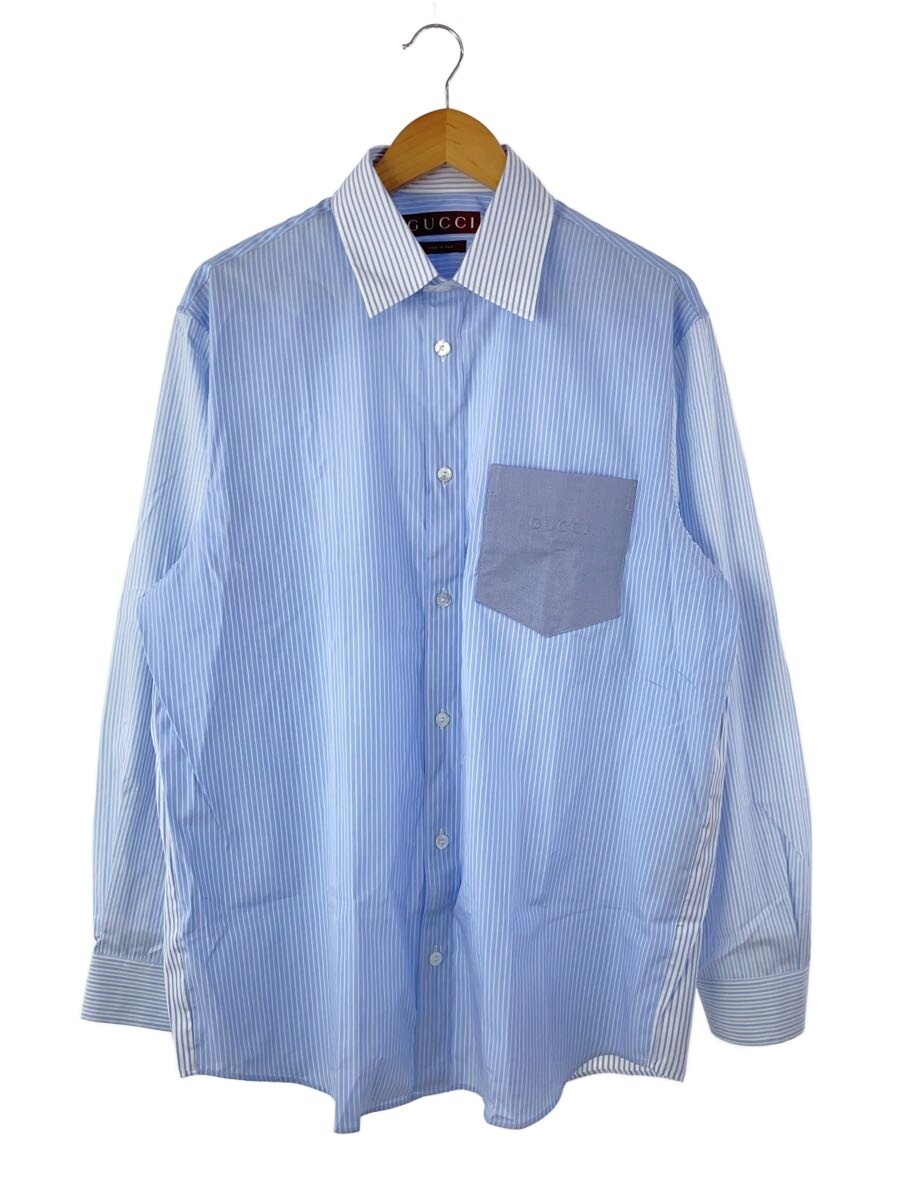 【中古】GUCCI◆タグ付/2025/長袖シャツ/48/コットン/BLU/ストライプ/833294【メンズウェア】｜2ｎｄ STREET 店