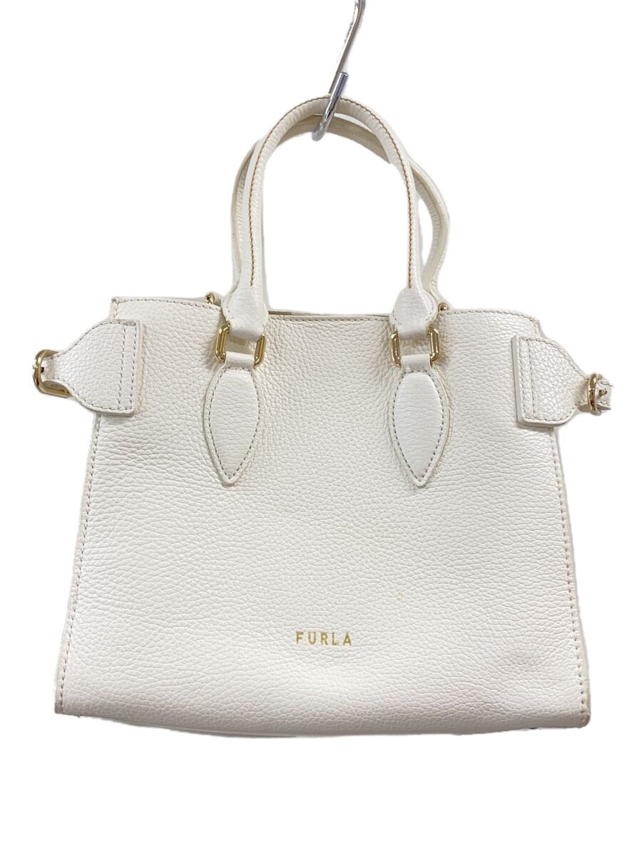 【中古】FURLA◆トートバッグ/なめし革/WHT【御徒面子】