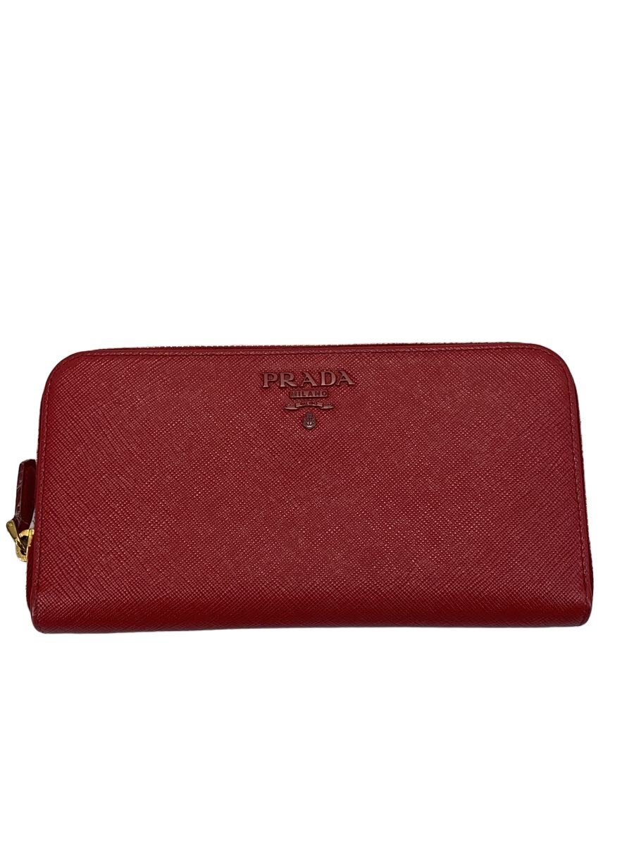 【中古】PRADA◆長金入れ/--/RED/無地/レディース/1ML506【服飾雑貨他】