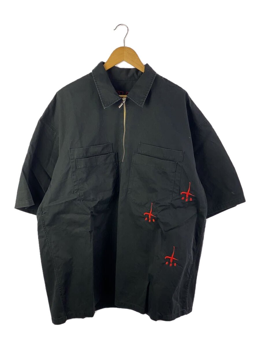 【中古】CVTVLIST◆ハーフジップ/刺しゅう/半袖プルオーバー/2/綿織物/BLK/2201050203【メンズウェア】