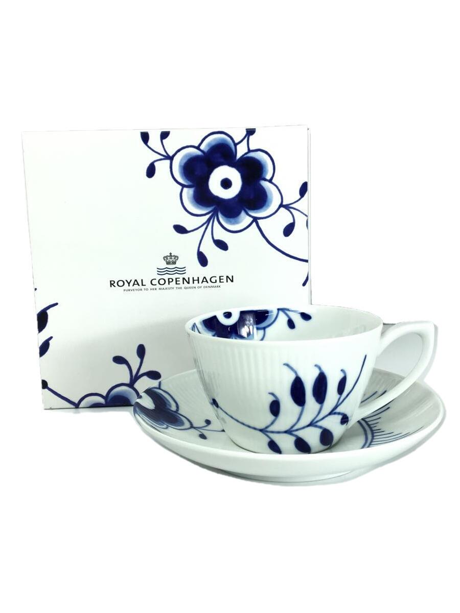 【中古】ROYAL COPENHAGEN◆カップ&ソーサー/2点セット/WHT 087/088/ブルーフルーテッド【キッチン用品】