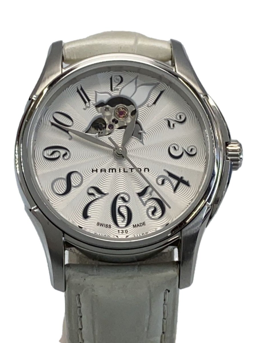 【中古】HAMILTON◆自動小銃巻ウオッチ/アナログ/なめし革/WHT/H323650【服飾雑貨他】