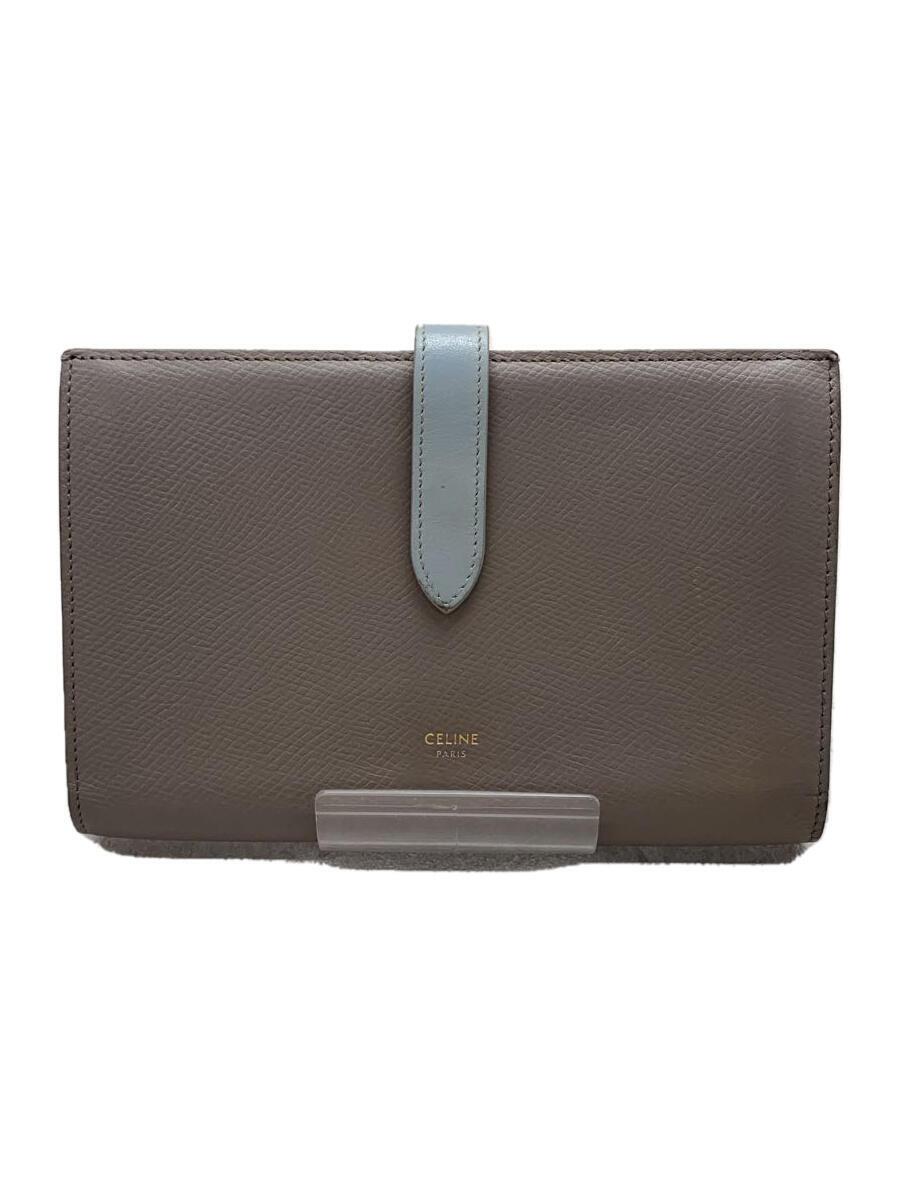 【中古】CELINE◆ミディアムストラップウォレット/2つ折り財布/レザー/BEG/レディース【服飾雑貨他】｜2ｎｄ STREET 店