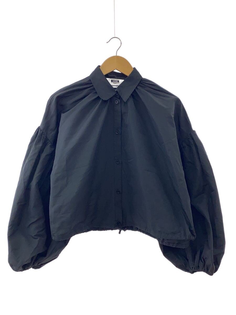 【中古】MSGM◆ボリュームバルーンスリーブブラウス/長袖トップ/38/綿織物/BLK/3441MDE14//【レディース御召しもの】