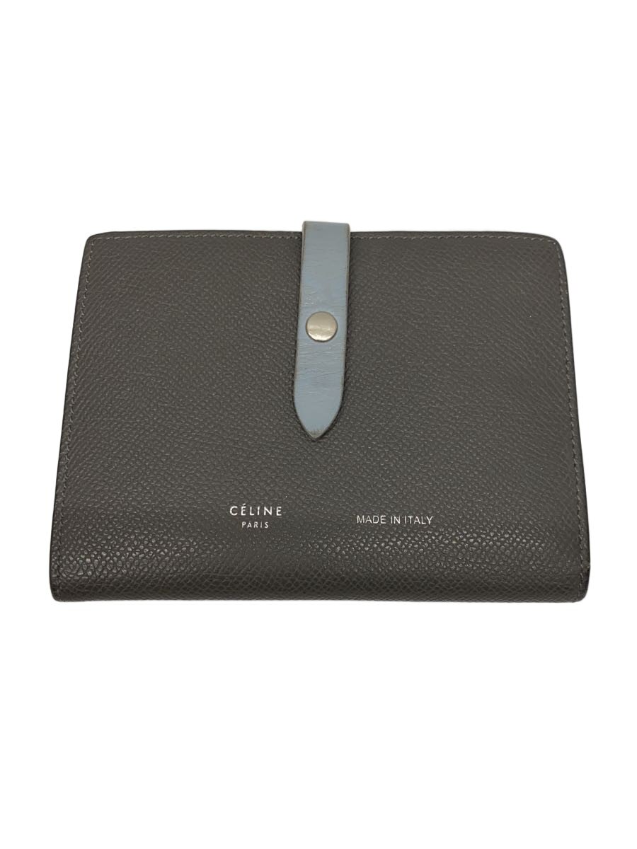 【中古】CELINE◆2つ折り財布/レザー/GRY/無地/レディース/ミディアムストラップウォレット//【服飾雑貨他】｜2ｎｄ STREET 店