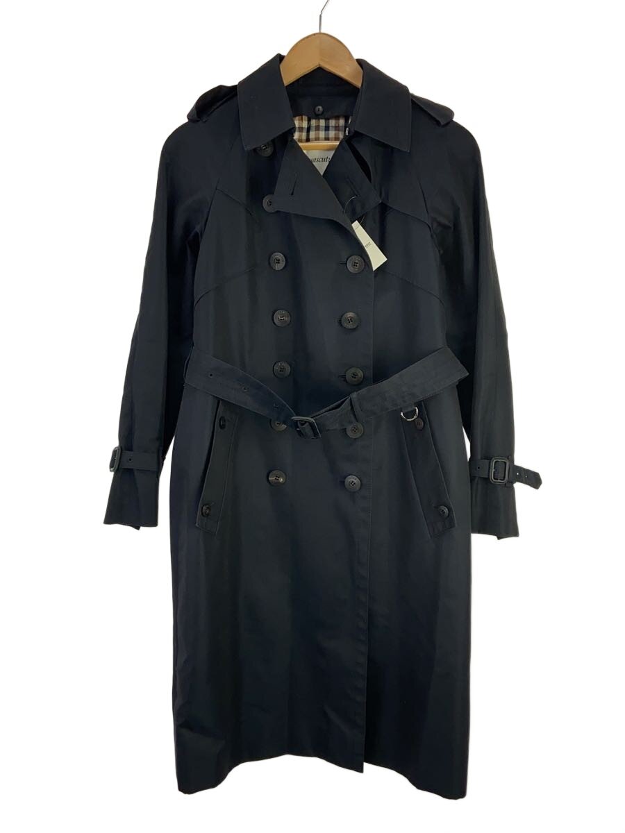 【中古】Aquascutum◆ラインドライブ付き添い人トレンチコート/6/綿織物/NVY/無地/5025150000-39//【レディース御召しもの】