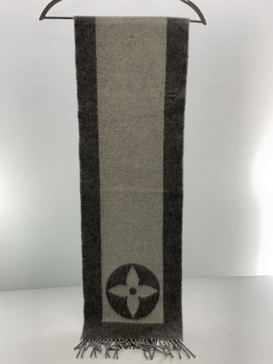 【中古】LOUIS VUITTON◆えり巻き/羊毛/GRY/レディース/401486【服飾雑貨他】