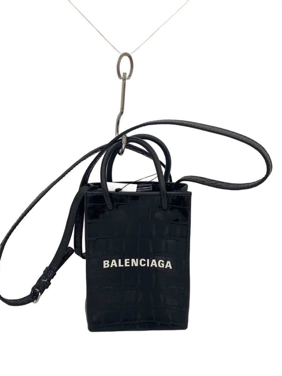 【中古】BALENCIAGA◆ショルダーバッグ/エナメル/BLK/無地/593826【バッグ】|2nd STREET 店