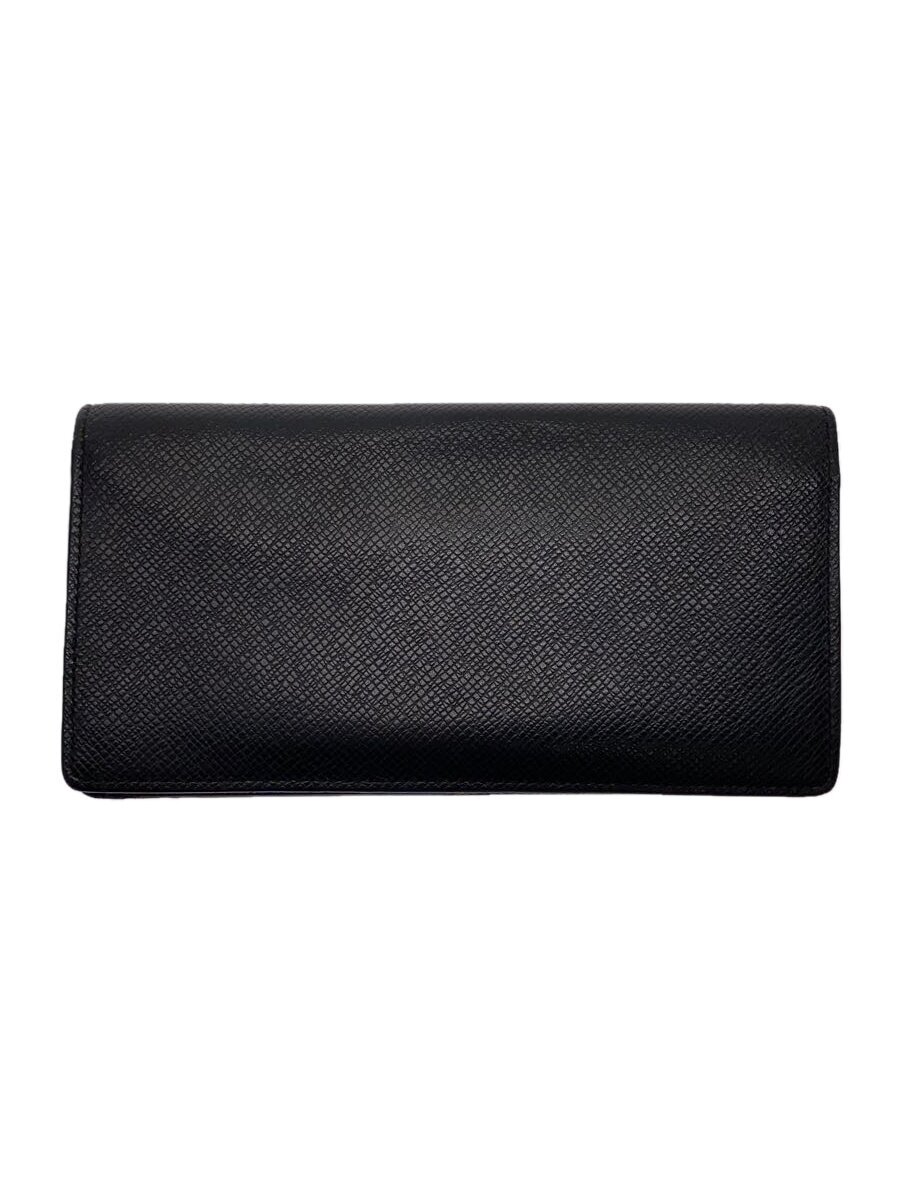 【中古】LOUIS VUITTON◆ポルト・フォイユ・ブラザ_タイガ_BLK/牛革/BLK/メンズ【服飾雑貨他】