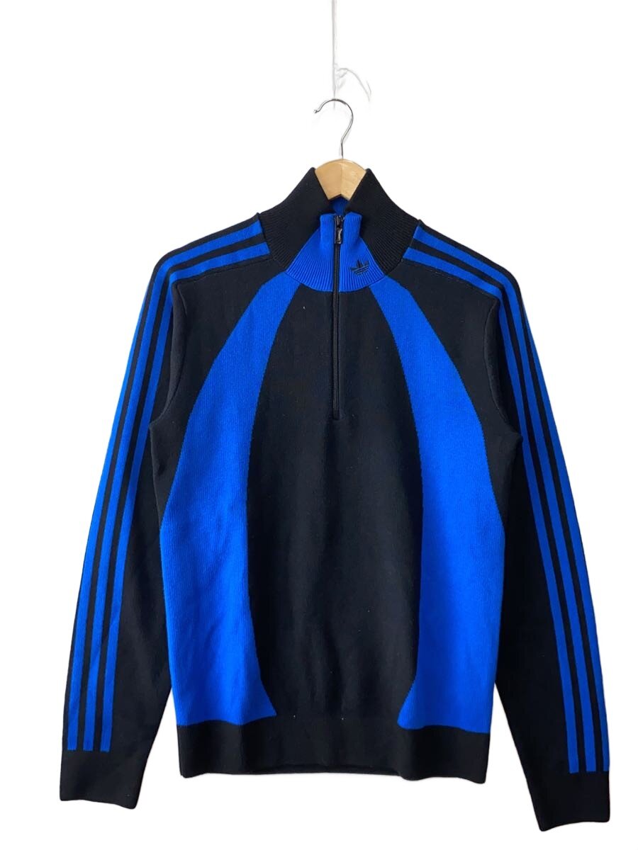 【中古】adidas◆クォータージップセーター/S/ポリエステル/BLK/2is003//【メンズウェア】
