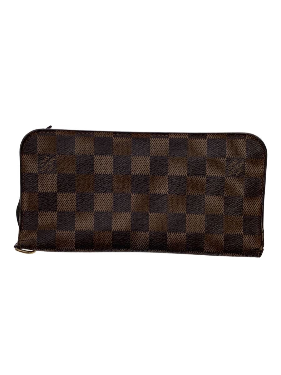 【中古】LOUIS VUITTON◆ポルト・フォイユ・アンソリット_ダミエ・エベヌ/PVC/BRW/レディース【服飾雑貨他】