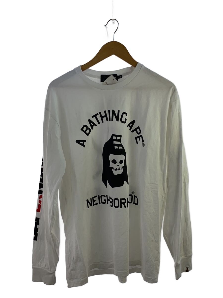 【中古】A BATHING APE◆長袖プルオーバー/XL/綿織物/WHT/無地/001LTK731904C【メンズウェア】