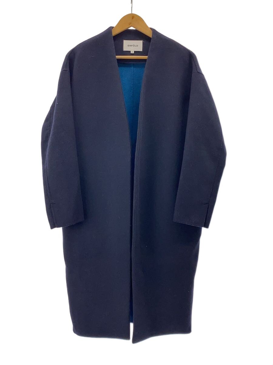 【中古】ENFOLD◆ウールリバーバイカラーコート/コート/36/ウール/NVY/無地/300CA630-1680【レディースウェア】|2nd STREET 店