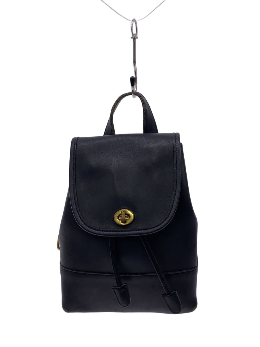 【中古】COACH◆背嚢_黒いこと/なめし革/BLK/無地【御徒面子】