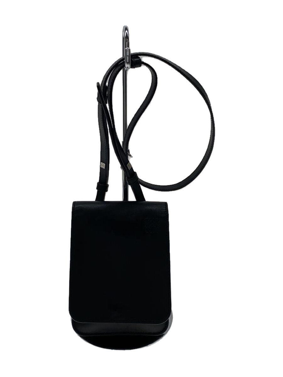 【中古】LOEWE◆ショルダーバッグ/なめし革/BLK/無地//【御徒面子】