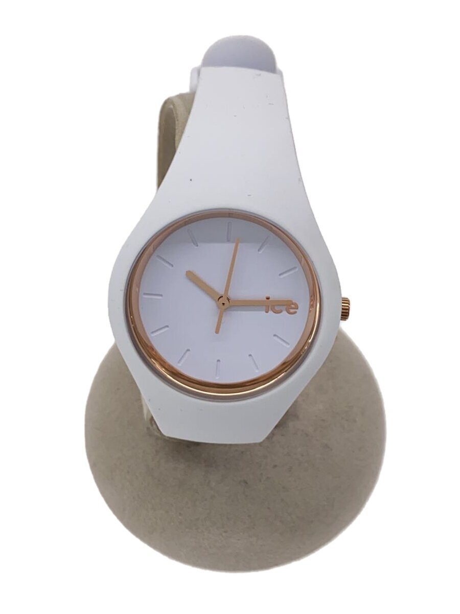 【中古】ice watch◆石英ウオッチ/アナログ/天然ゴム/WHT/WHT/000977【服飾雑貨他】