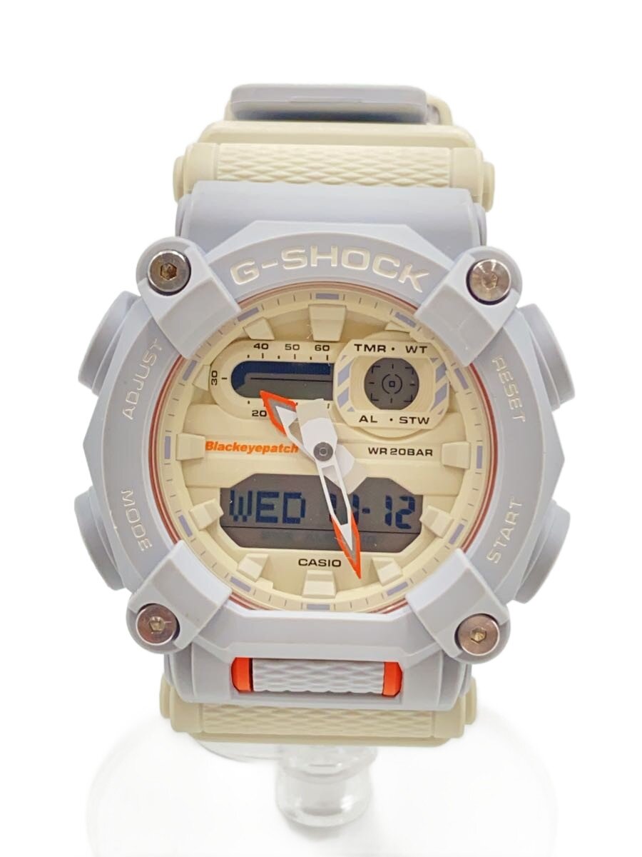 【中古】CASIO◆石英ウオッチ/アナログ/天然ゴム/象牙色/薄墨色/GA-900BEP-8AJR【服飾雑貨他】
