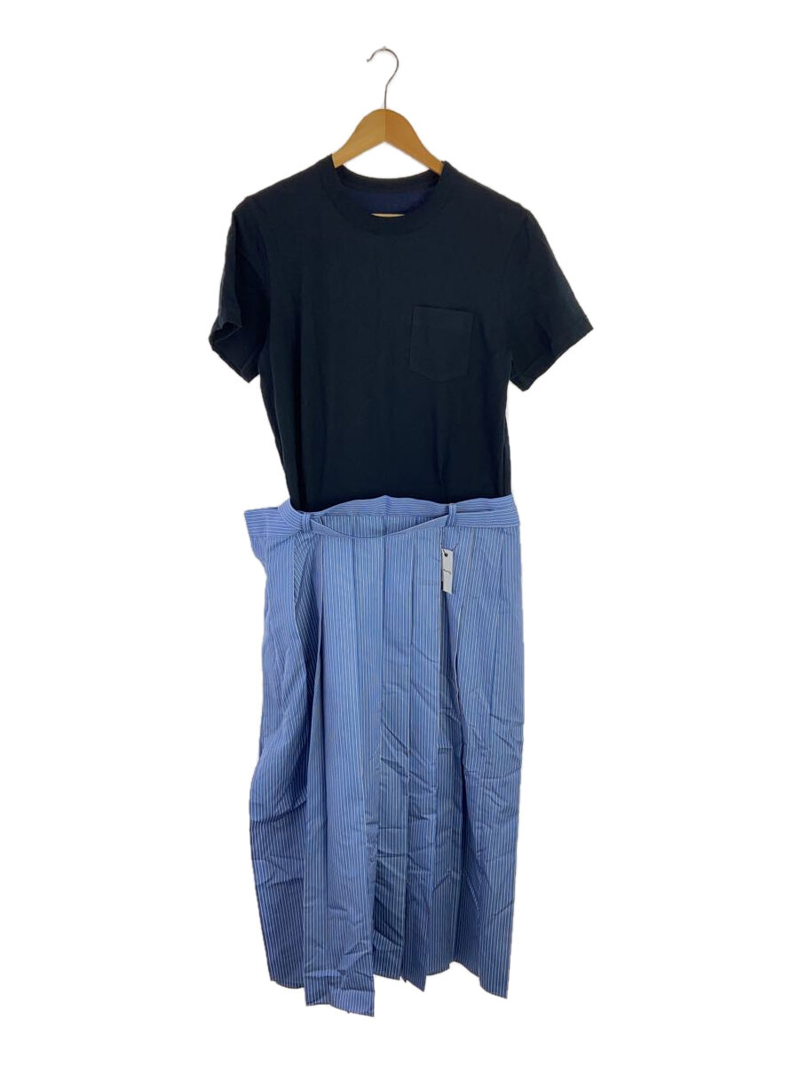 【中古】sacai◆半袖衣裳/3/綿織物/BLU/縞模様/25-07766//【レディース御召しもの】
