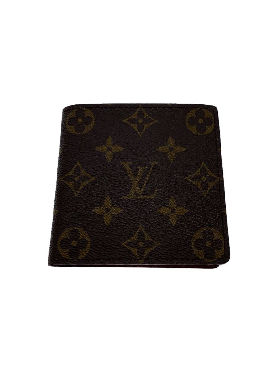 【中古】LOUIS VUITTON◆ポルト・フォイユ・マルコ_モノグラム・帆布/PVC/BRW/メンズ【服飾雑貨他】