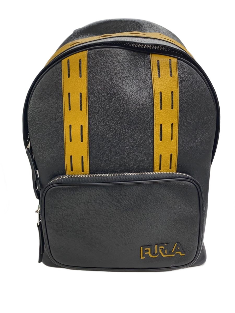 【中古】FURLA◆背嚢/なめし革/BLK【御徒面子】