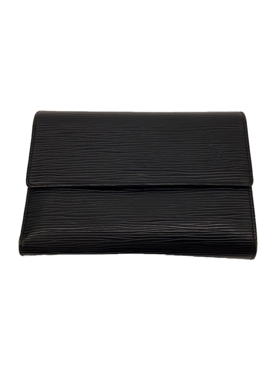 【中古】LOUIS VUITTON◆ポルト・トレゾール・エテュイ・パピエ_エピ_BLK/なめし革/BLK/メンズ【服飾雑貨他】