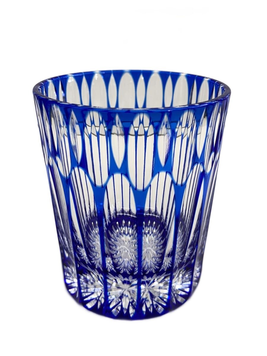 【中古】天満切子◆グラス/BLU/ロックグラス24％/つぼみ 青【キッチン用品】