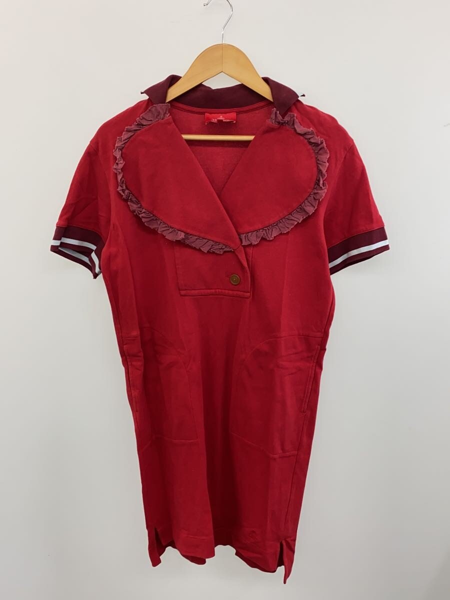 【中古】Vivienne Westwood RED LABEL◆ラブフリルポロワンピ/半袖衣裳/スポーツシャツ/フラウンス/O/綿織物/赤いこと/17-12-531014【レディース御召しもの】