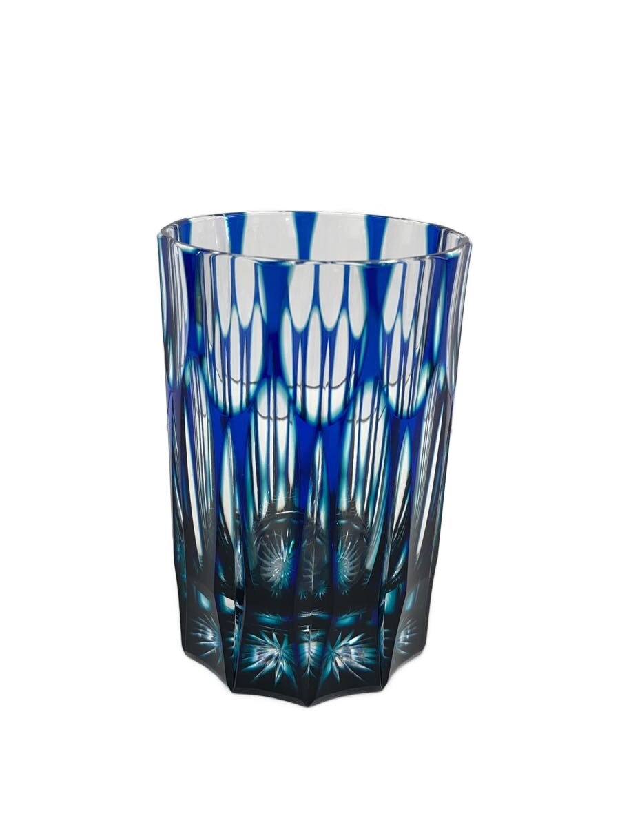 【中古】天満切り子ガラス◆水のみ/BLU/ハイボール水のみ24％/剣 青緑【勝手もと装置】