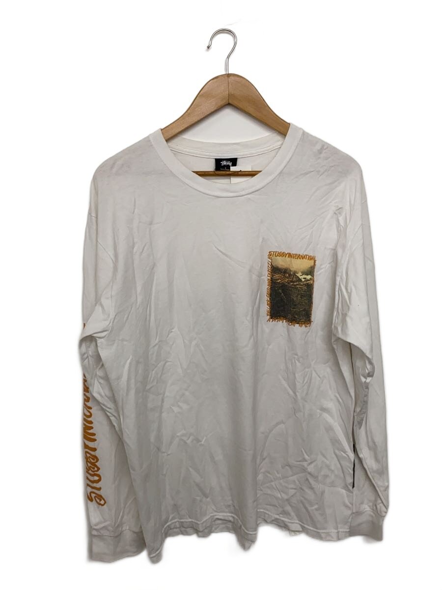 【中古】STUSSY◆長袖プルオーバー/L/綿織物/WHT【メンズウェア】